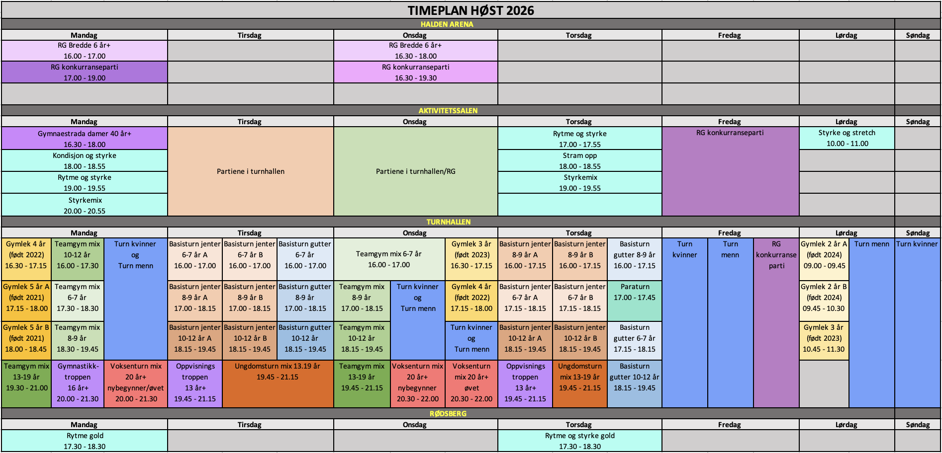 Timeplan høst 2026-1