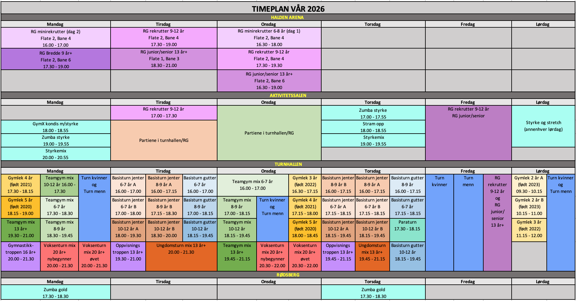 Timeplan vår 2026 OK